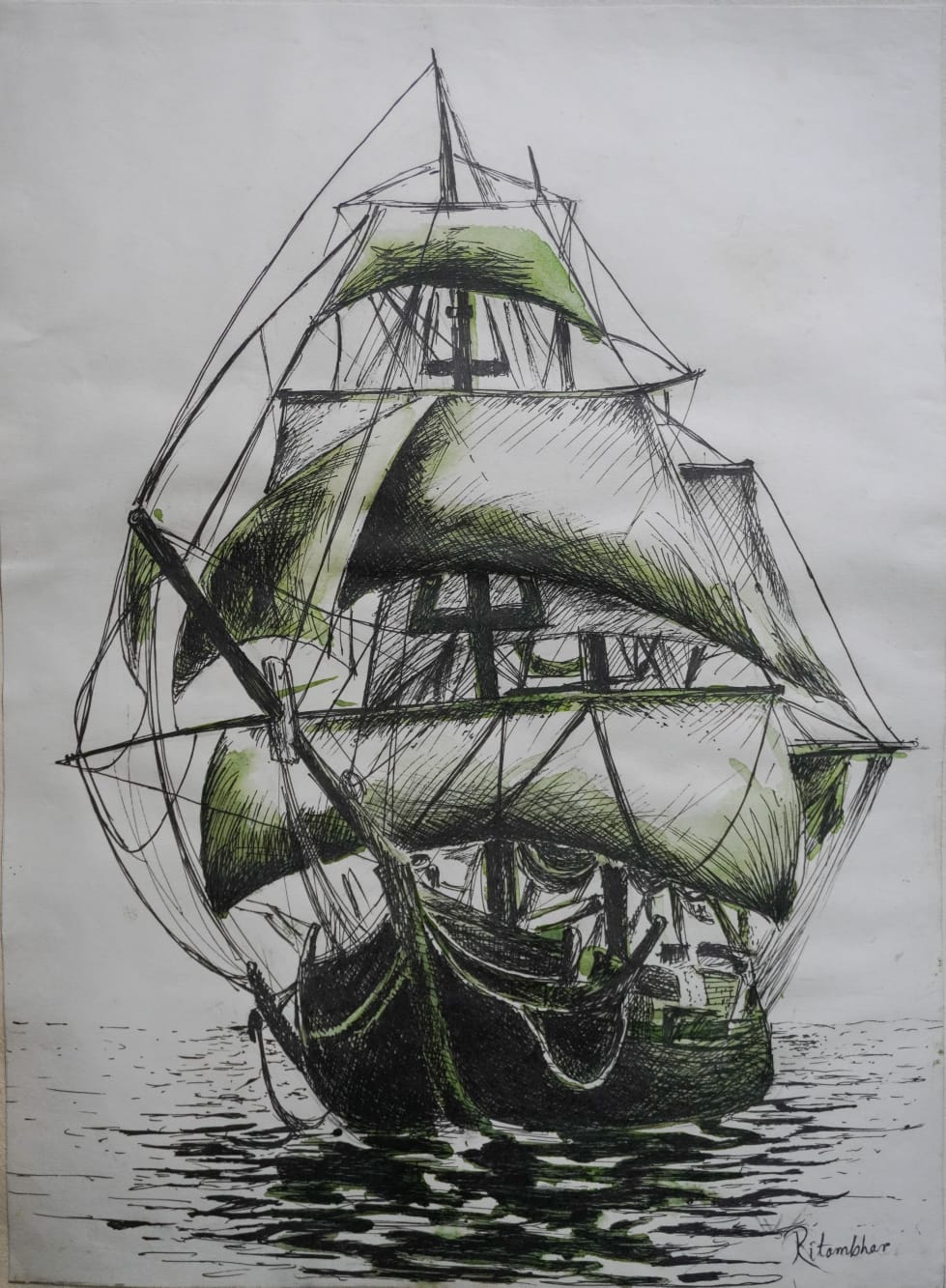 Pirate Ship Pen and Ink